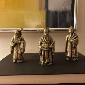 Solid Brass Fu Lu Shou Deities Figurines (3)